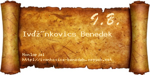 Ivánkovics Benedek névjegykártya